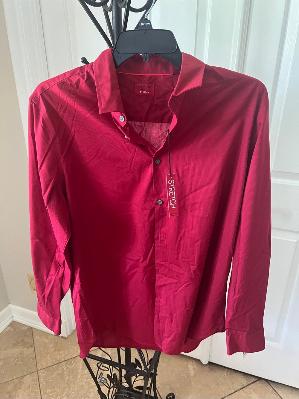 Alfani Teen/Men's Button-Down Stretch Shirt - Deep Red